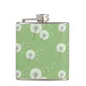 Dandelion Pattern on Green Background Heupfles (Voorkant)