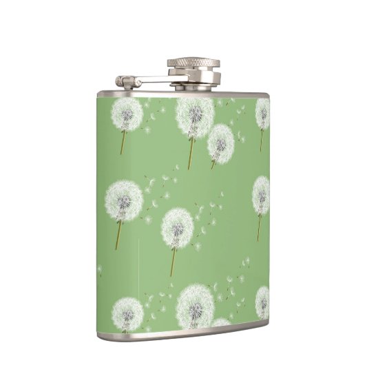 Dandelion Pattern on Green Background Heupfles (Rechts)