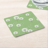 Dandelion Pattern on Green Background Kartonnen Onderzetters (Schuin)