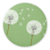 Dandelion Pattern on Green Background Keramische Knop (Voorkant)