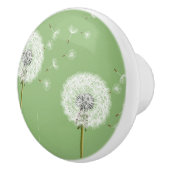 Dandelion Pattern on Green Background Keramische Knop (Rechts)