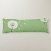 Dandelion Pattern on Green Background Lichaamskussen (Achterkant)