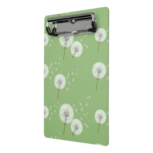 Dandelion Pattern on Green Background Mini Klembord (Angled2)