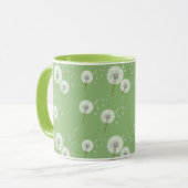 Dandelion Pattern on Green Background Mok (Voorkant links)