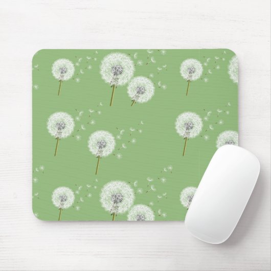 Dandelion Pattern on Green Background Muismat (Met muis)