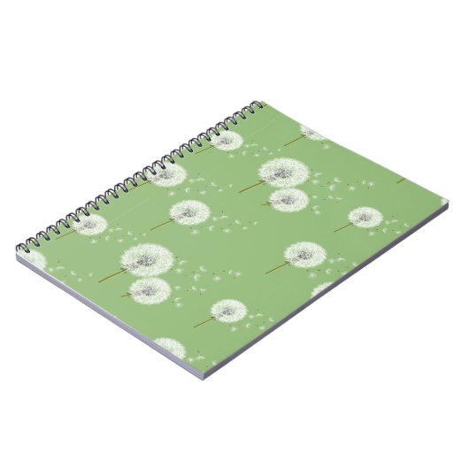 Dandelion Pattern on Green Background Notitieboek (Linkerzijde)