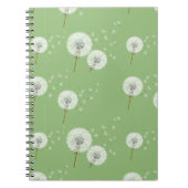 Dandelion Pattern on Green Background Notitieboek (Voorkant)