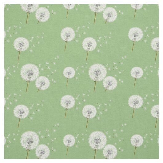Dandelion Pattern on Green Background Stof (Swatch)