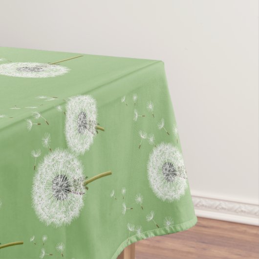 Dandelion Pattern on Green Background Tafelkleed (Voorbeeld)
