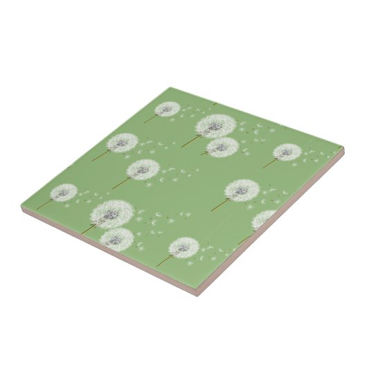 Dandelion Pattern on Green Background Tegeltje (Zijkant)