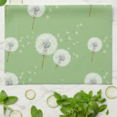 Dandelion Pattern on Green Background Theedoek (Gevouwen)
