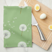 Dandelion Pattern on Green Background Theedoek (Quarter Fold)