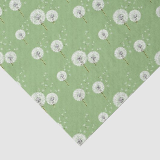 Dandelion Pattern on Green Background Tissuepapier (Detail)