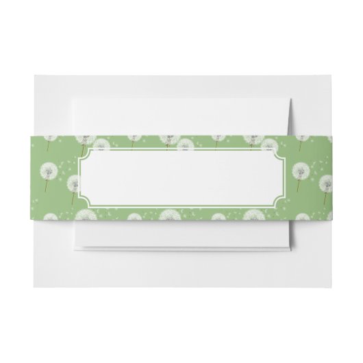 Dandelion Pattern on Green Background Uitnodigingen Wikkel (Voorkant Voorbeeld)