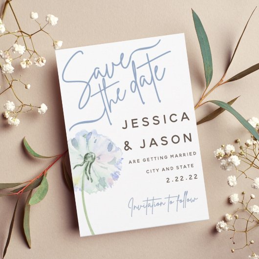 Dandelion Photo Collage bewaart de datum-uitnodigi Kaart