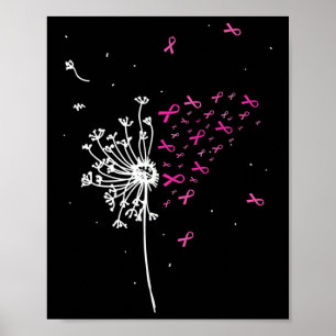Dandelion Pink Ribbon Cool Breast Cancer Bewusthei Poster