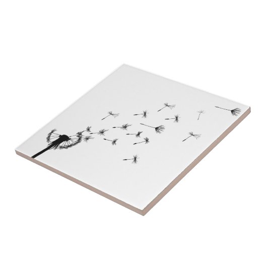 Dandelion puff in de wind tegeltje (Zijkant)