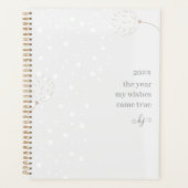 Dandelion Puffs and Stars Gray White Monogrammed Planner (Voorkant)