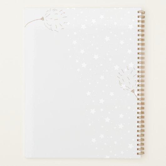 Dandelion Puffs and Stars Gray White Monogrammed Planner (Achterkant)