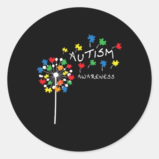 Dandelion Puzzle Piece Cool Autism Awareness Gift Ronde Sticker (Voorkant)