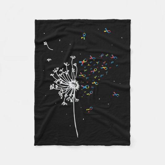 Dandelion Puzzle Ribbon Inspirerend Autisme Aware Fleece Deken (Voorkant)