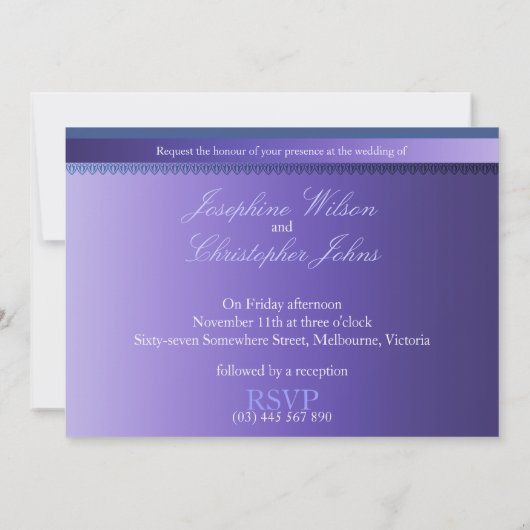 Dandelion Romance Paarse bruiloft Uitnodigingen (Achterkant)