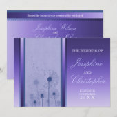 Dandelion Romance Paarse bruiloft Uitnodigingen (Voorkant / Achterkant)