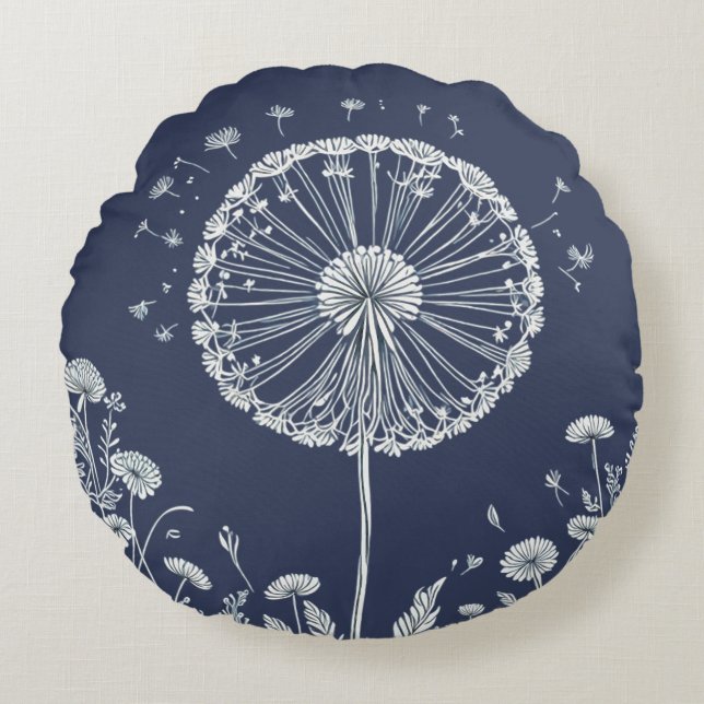 Dandelion Rond Kussen (Voorkant)