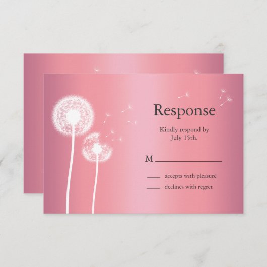 Dandelion RSVP in Roos Gold en grijs (Voorkant / Achterkant)