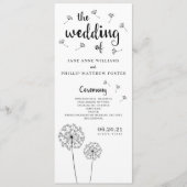 Dandelion Rustic Wedding Programme Programmakaart (Voorkant)