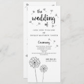 Dandelion Rustic Wedding Programme Programmakaart (Voorkant / Achterkant)