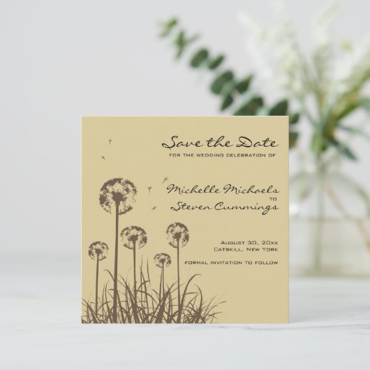 Dandelion Save the Date Notice (Aankondiging datum (Staand voorkant)