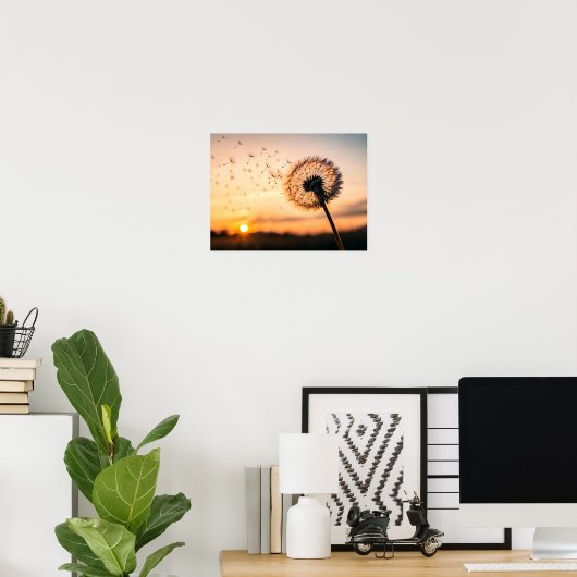 Dandelion seed head blowing poster (Thuiskantoor)