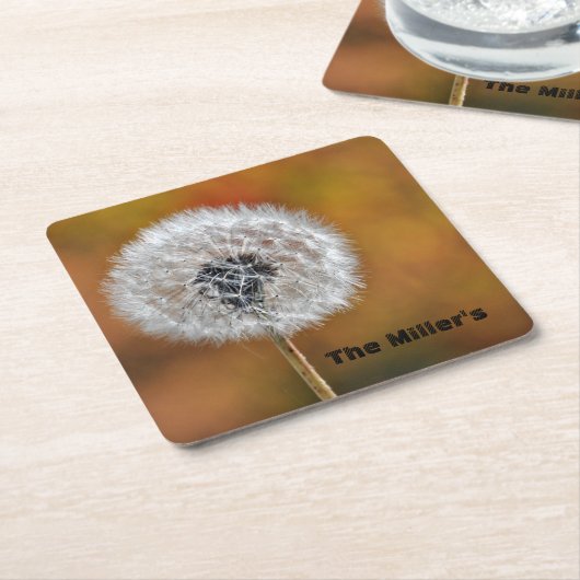 Dandelion Seed Head met tekst Kartonnen Onderzetters (Schuin)