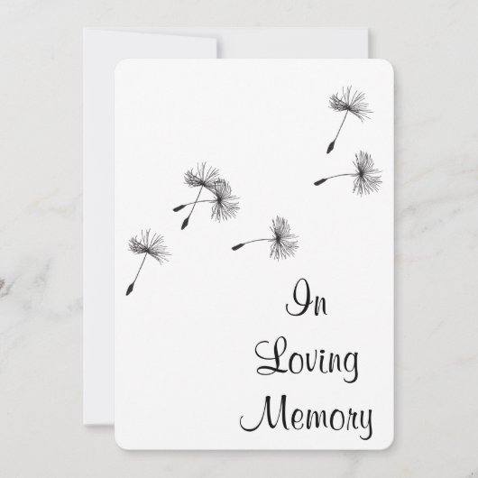 Dandelion Seed Puffs Funeral Memorial aangekondigd Kaart (Voorkant)