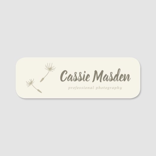 Dandelion Seed Rustic Botanical Business Logo Naamplaatje (Voorkant)