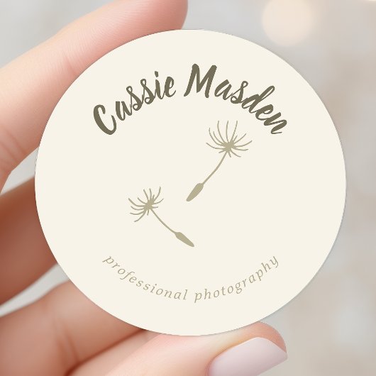 Dandelion Seed Rustic Botanical Business Logo Ronde Sticker