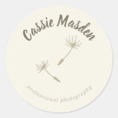 Dandelion Seed Rustic Botanical Business Logo Ronde Sticker (Voorkant)