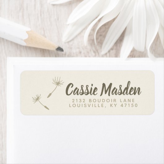 Dandelion Seed Rustic Botanical Return Address Etiket (Insitu)