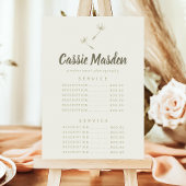 Dandelion Seed Rustic Botanical Service Price Menu