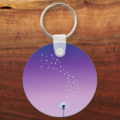 Dandelion Seeds die in de wind vliegen - Paars Sleutelhanger (Voorkant)