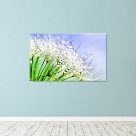 Dandelion Seeds met dew Droplets Canvas Afdruk (Insitu (Houten vloer))