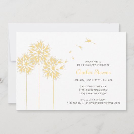 Dandelion Shower/Party Invitation Kaart (Voorkant)
