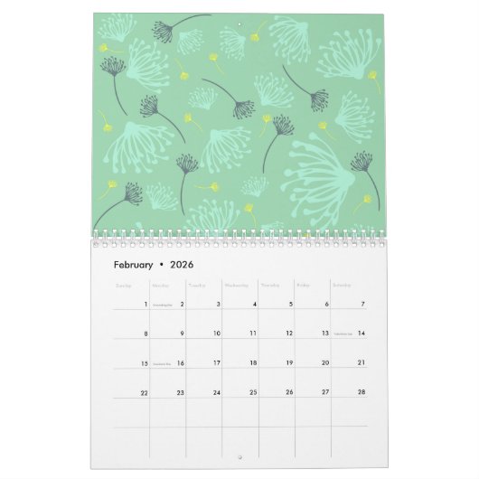 Dandelion Silhouette Kalender (Feb 2026)