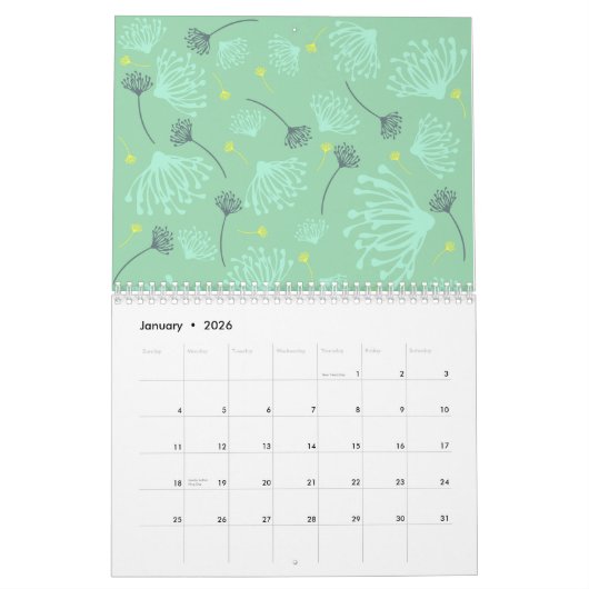 Dandelion Silhouette Kalender (Jan 2026)