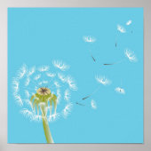 Dandelion sky blue en white art poster (Voorkant)