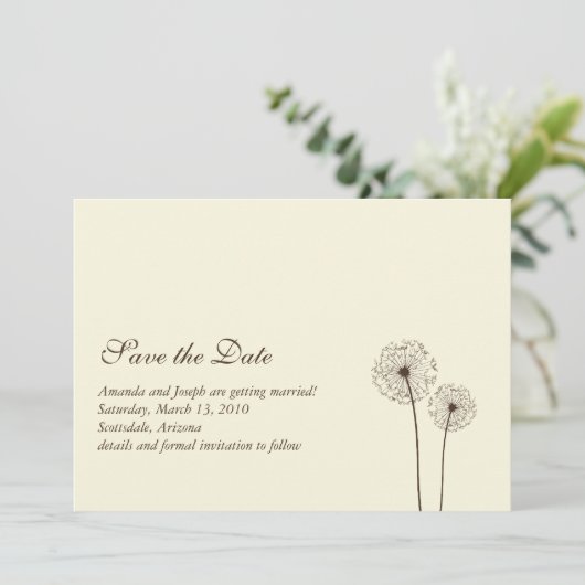 dandelion slaat de datum op kaart (Staand voorkant)