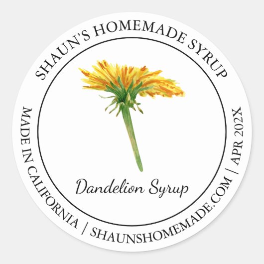 Dandelion Syrup Modern label (Voorkant)
