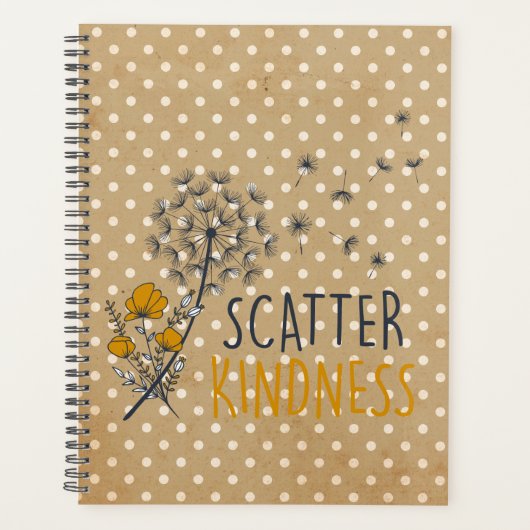 Dandelion Tan & White Polka Dot Scatter Kindness Planner (Voorkant)