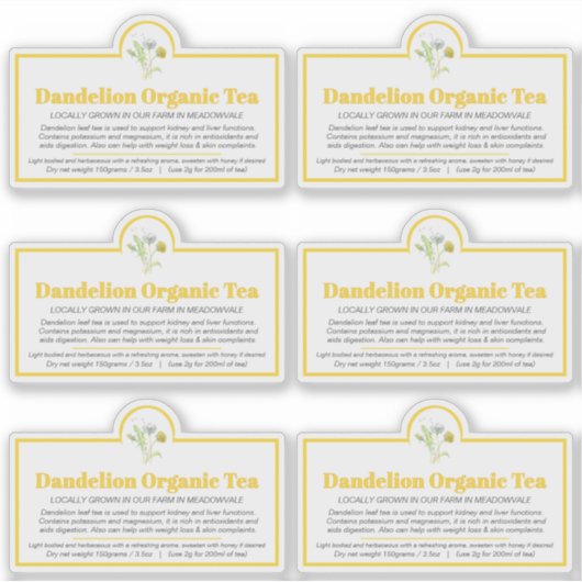 Dandelion Tea Custom-Cut Vinyl Sticker (Voorkant)